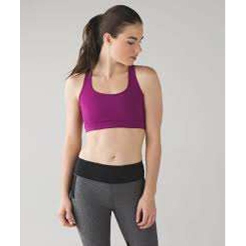 Lululemon MAKING MOVES Bra Purple Racerback Mesh Pocket Sports Bra Size 10